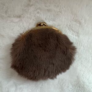 Vintage Brown Fur Kiss-lock Coin Purse